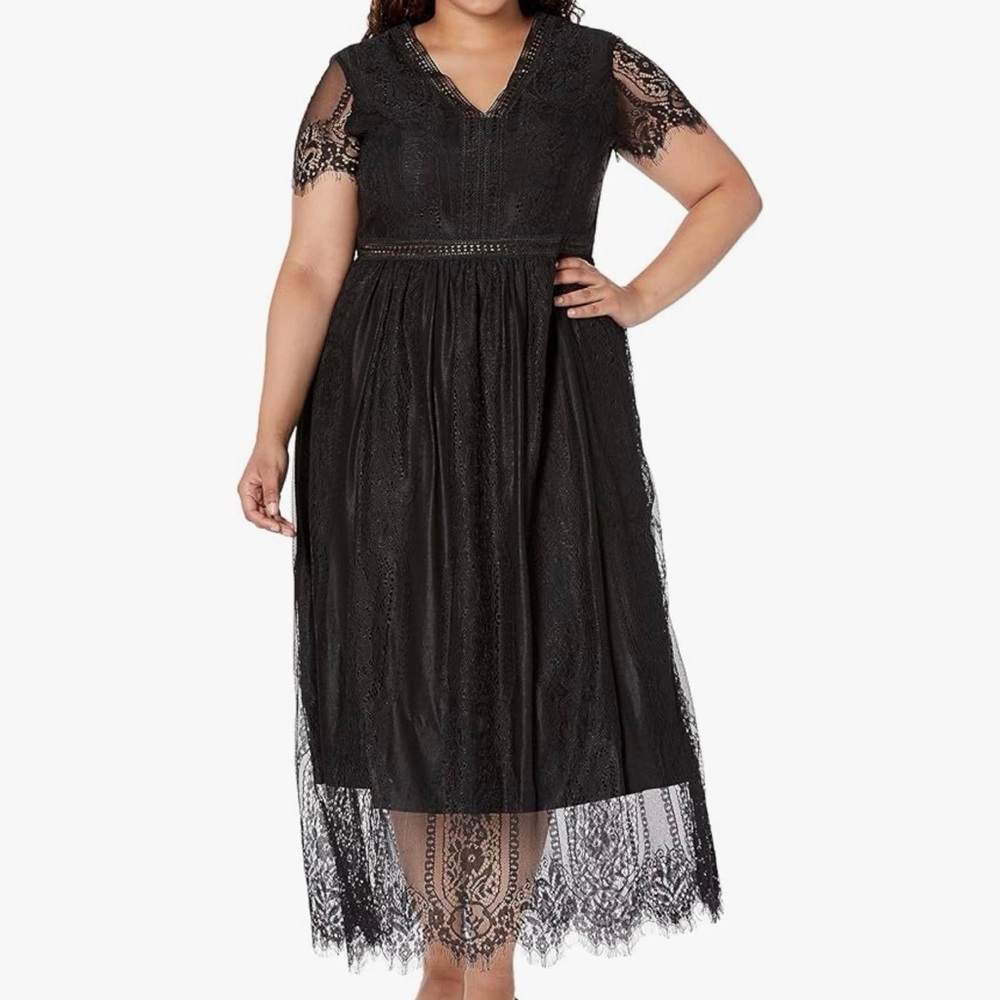 PrettyGarden Black Lace Maxi Dress